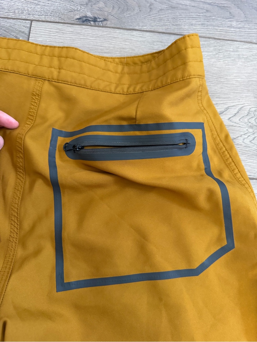 OUTER KNOWN Men's Mustard Yellow Swim Trunks with Drawstring Size 28 - Picture 3 of 7